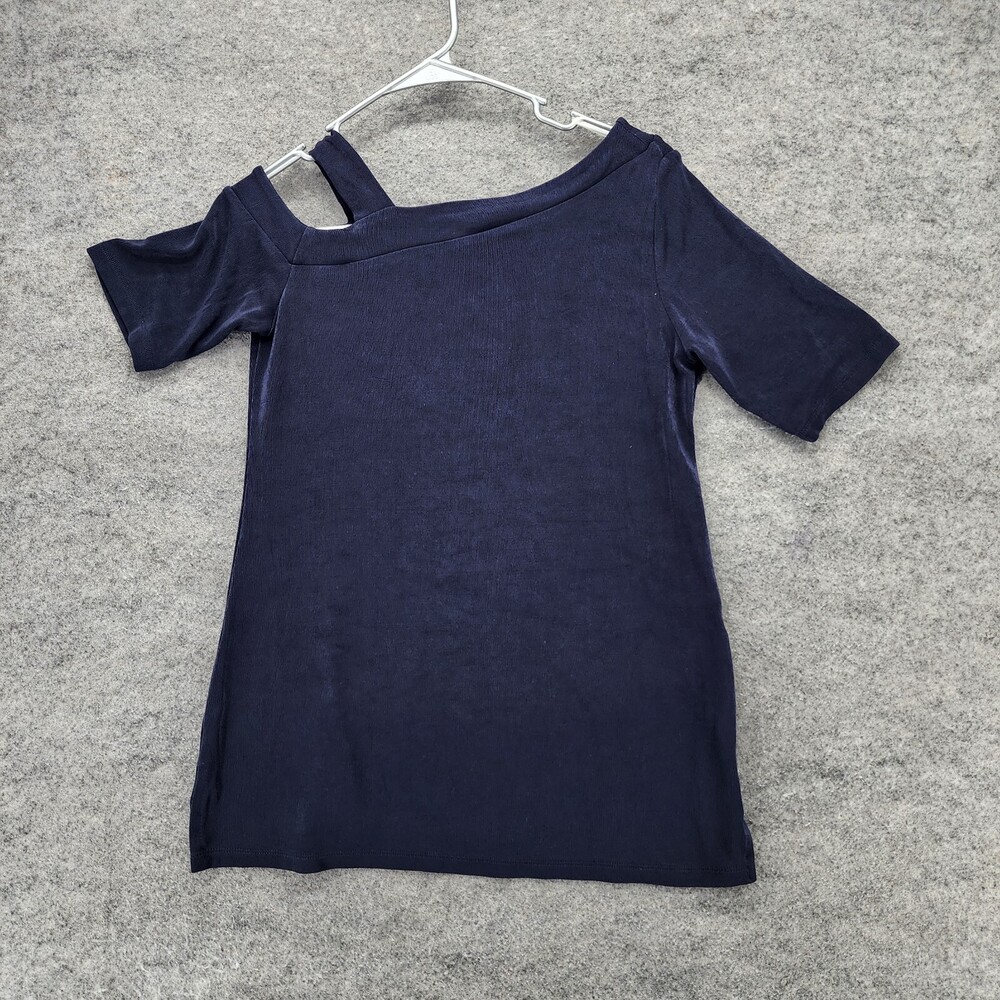 Chicos Travelers Shirt Women 0 US 4/6 Short Sleeve Black